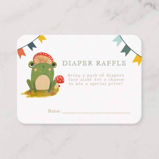 水彩可愛いカエル赤ちゃんシャワーおむつラッフルエンク エンクロージャーカード (正面)