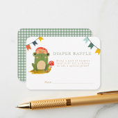 水彩可愛いカエル赤ちゃんシャワーおむつラッフルエンク エンクロージャーカード