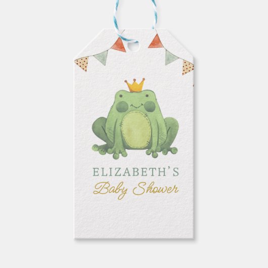 水彩可愛いカエル赤ちゃんシャワー ギフトタグ (正面)