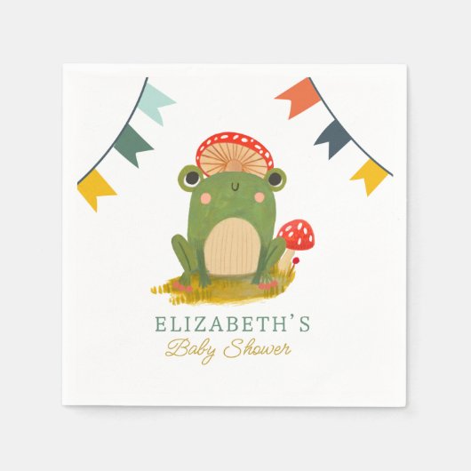 水彩可愛いカエル赤ちゃんシャワー スタンダードカクテルナプキン (正面)