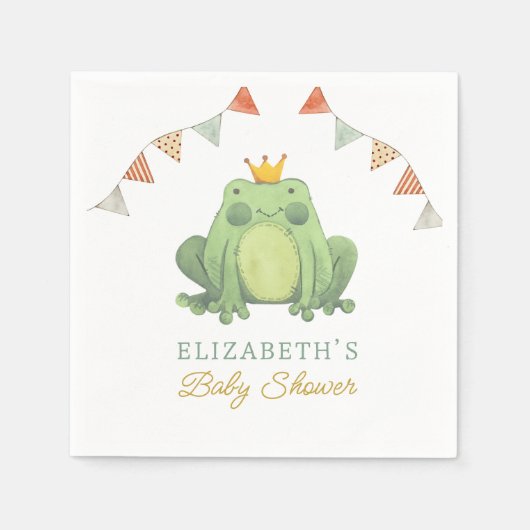 水彩可愛いカエル赤ちゃんシャワー スタンダードカクテルナプキン (正面)