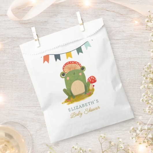 水彩可愛いカエル赤ちゃんシャワー フェイバーバッグ (クリップ留めされた状態)