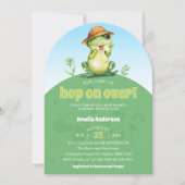 水彩可愛いカエル赤ちゃんシャワー 招待状 (正面)