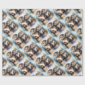 水彩可愛いカワウソ動物の野生動物自然 ラッピングペーパー (フラット)