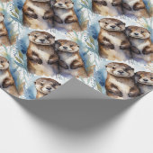 水彩可愛いカワウソ動物の野生動物自然 ラッピングペーパー (角)