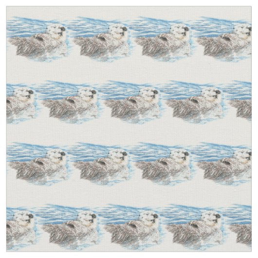 水彩可愛いカワウソ動物 ファブリック (クローズアップ)