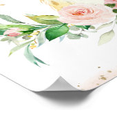 水彩可愛いカンガルー赤面ピンクフローラ壁 ポスター (角)