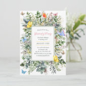 水彩可愛いガールバタフライバースデーパーティー 招待状 (スタンド正面)