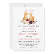 水彩可愛いキツネウッドランドガールベビーシャワー