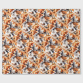 水彩可愛いキツネキツネ動物野生動物自然 ラッピングペーパー (フラット)