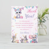 水彩可愛いキティ猫誕生日サンキューカード 招待状 (スタンド正面)