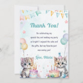 水彩可愛いキティ猫誕生日サンキューカード 招待状 (正面)
