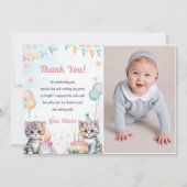 水彩可愛いキティ猫誕生日サンキューカード 招待状 (正面)