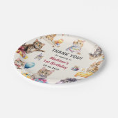 水彩可愛いキティ猫1歳の誕生日 ペーパープレート (アングル)