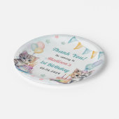 水彩可愛いキティ猫1歳の誕生日 ペーパープレート (アングル)