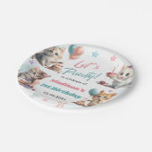 水彩可愛いキティ猫1歳の誕生日 ペーパープレート (アングル)