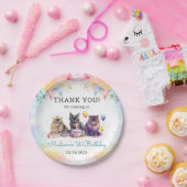 水彩可愛いキティ猫1歳の誕生日 ペーパープレート (パーティー)