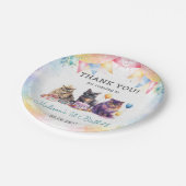 水彩可愛いキティ猫1歳の誕生日 ペーパープレート (アングル)