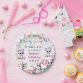 水彩可愛いキティ猫1歳の誕生日 ペーパープレート (パーティー)