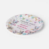 水彩可愛いキティ猫1歳の誕生日 ペーパープレート (アングル)