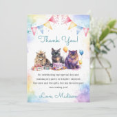 水彩可愛いキティ猫1歳の誕生日 招待状 (スタンド正面)