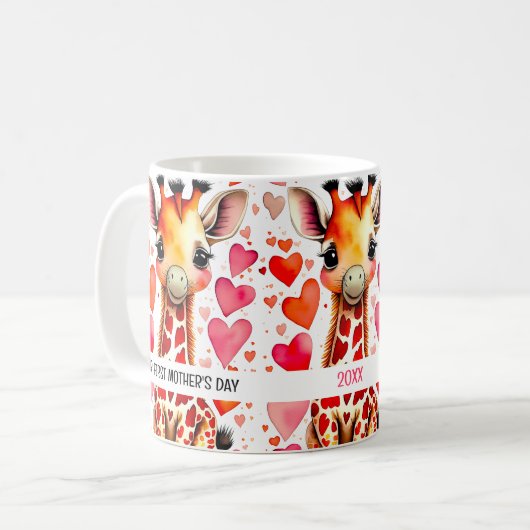 水彩可愛いキリンハート1st母の日 コーヒーマグカップ (正面左)