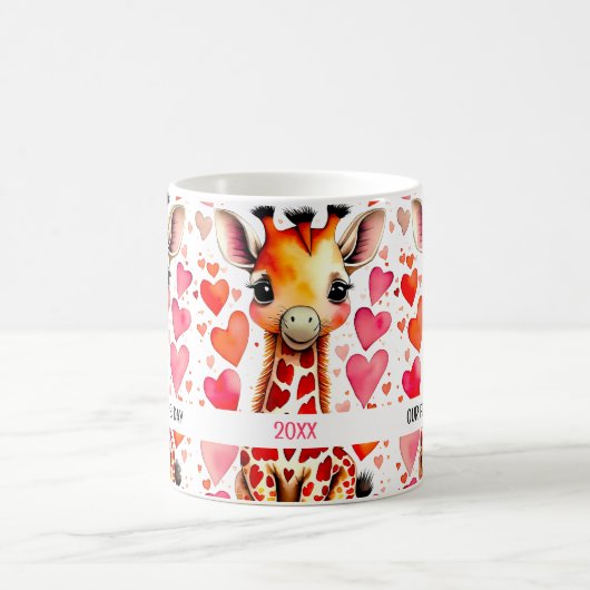 水彩可愛いキリンハート1st母の日 コーヒーマグカップ (中央)