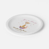 水彩可愛いキリン赤ちゃんシャワー女の子 ペーパープレート (アングル)