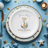 水彩可愛いキリン赤ちゃんシャワー男の子 ペーパープレート