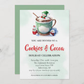 水彩可愛いクッキー&ココアホリデーパーティー 招待状 (正面/裏面)