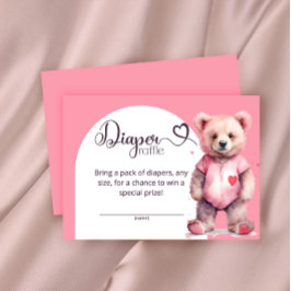水彩可愛いクマおむつラッフルチケット エンクロージャーカード