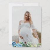 水彩可愛いクマ青い男の子ベイビーシャワー写真 招待状 (裏面)