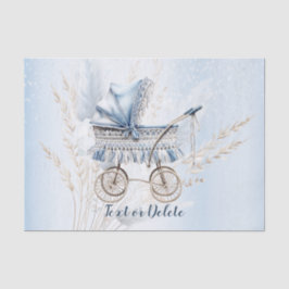 水彩可愛いクラシックベビーベビーカー青フローラ 薄葉紙