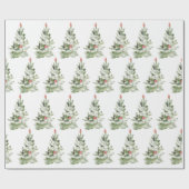 水彩可愛いクリスマスツリーラッピング紙 ラッピングペーパー (フラット)