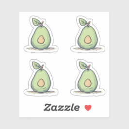 水彩可愛いグリーン梨 シール