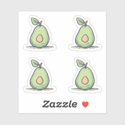 水彩可愛いグリーン梨 シール (シート)