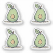 水彩可愛いグリーン梨 シール (正面)