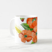 水彩可愛いケシの花 コーヒーマグカップ (正面左)