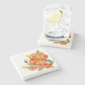 水彩可愛いケシの花 ストーンコースター (横)