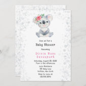 水彩可愛いコアラ熊アルコールインクベビーシャワー 招待状 (正面/裏面)