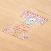 水彩可愛いコアラ&トロピカルフラワーズ誕生日 アクリル招待状 (レイダウン)