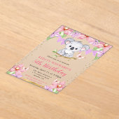 水彩可愛いコアラ&トロピカルフラワーズ誕生日 アクリル招待状 (レイダウン)