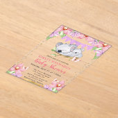 水彩可愛いコアラ&フラワーベイビーシャワー アクリル招待状 (レイダウン)