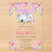 水彩可愛いコアラ&フラワーベイビーシャワー アクリル招待状 (正面)
