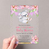 水彩可愛いコアラ&フラワーベイビーシャワー アクリル招待状 (インサイチュ (ポータブル))