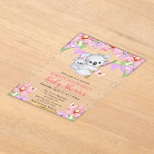 水彩可愛いコアラ&フラワーベイビーシャワー アクリル招待状 (レイダウン)