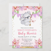 水彩可愛いコアラ&フラワーベイビーシャワー 招待状 (正面)