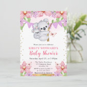 水彩可愛いコアラ&フラワーベイビーシャワー 招待状 (スタンド正面)
