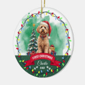 水彩可愛いゴールデンドルドッグクリスマスペット セラミックオーナメント (左)