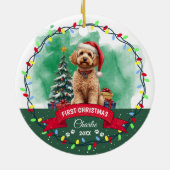 水彩可愛いゴールデンドルドッグクリスマスペット セラミックオーナメント (裏面)